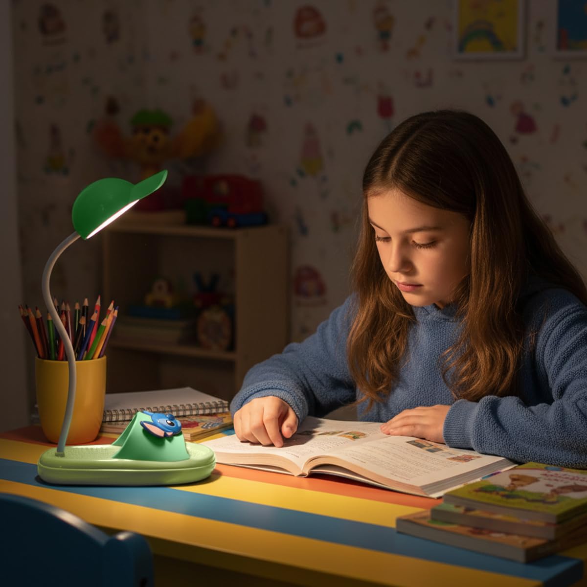 Desk Lamp LED for Study, Foldable Adjustable Reading Light with 3 Brightness Levels and Power Switch, Portable Table Lamp for Bedroom, Home Office and Bedside, Green - image 6