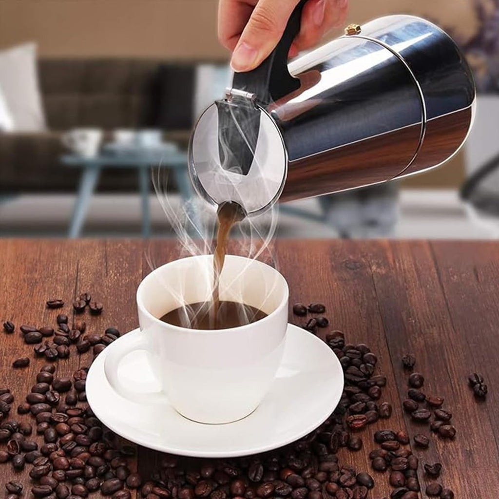 Espresso Maker 2 Cup, Stainless Steel Stovetop Moka Pot, Portable Italian Coffee Brewer with Fast Heating, Induction Compatible for Home, Office and Kitchen - image 1