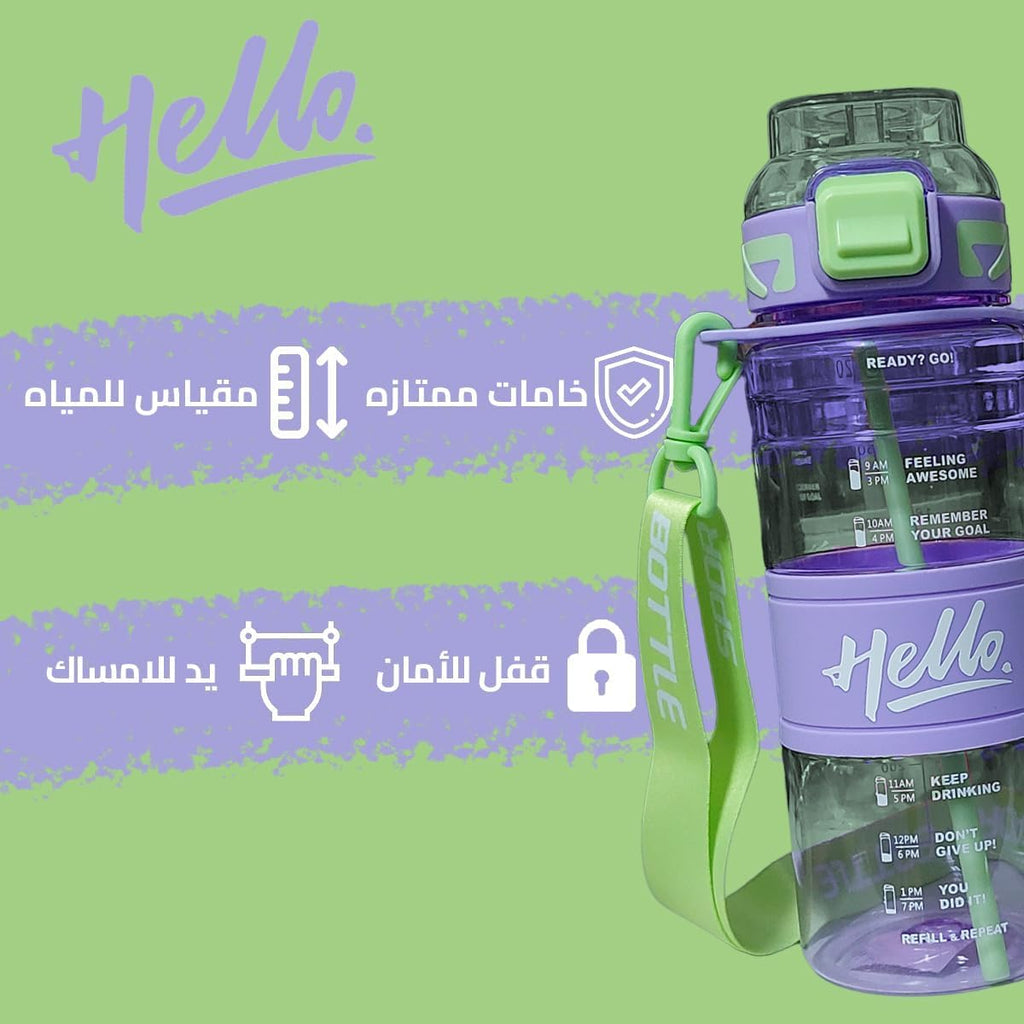 Water Bottle 720 ml with Straw, Leakproof Sports Drinking Bottle with Flip Top Lid for School, Gym, Travel and Daily Use (Purple) - image 2