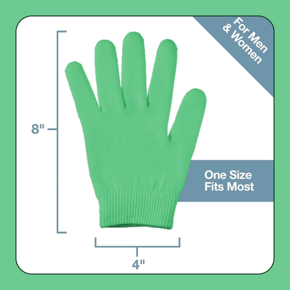 Moisturizing Gloves, Spa Gel Hand Mask for Soft Smooth Hands in 20 Minutes with Jojoba Oil Olive Oil Vitamin E, One Size Fits All (Green) - image 5