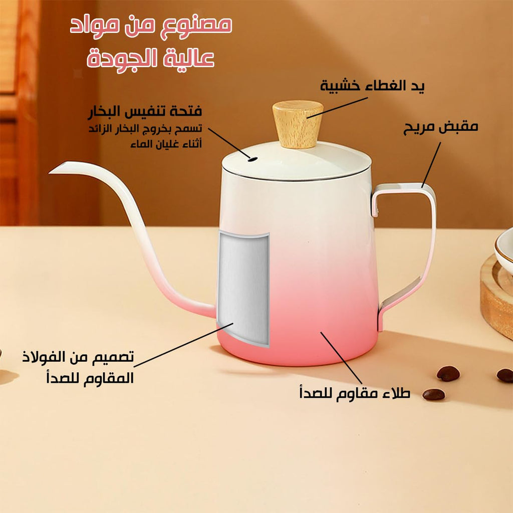 Mini Tea Pot Stainless Steel 350ml With Lid Long Spout Coffee Pour Over Kettle Classic Design For Tea And Coffee Home And Travel (Pink) - image 3