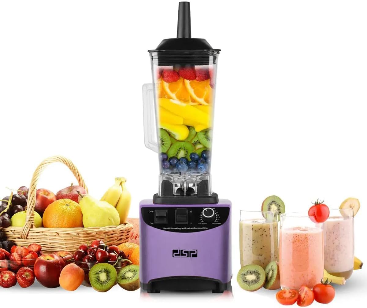 Blender 1800W, 2L Countertop Smoothie Maker with 15 Speeds, Pulse, Ice Crushing, Stainless Steel Blades, Safety Lock and Copper-Coated Aluminium Motor, KJ2099, Purple - image 1