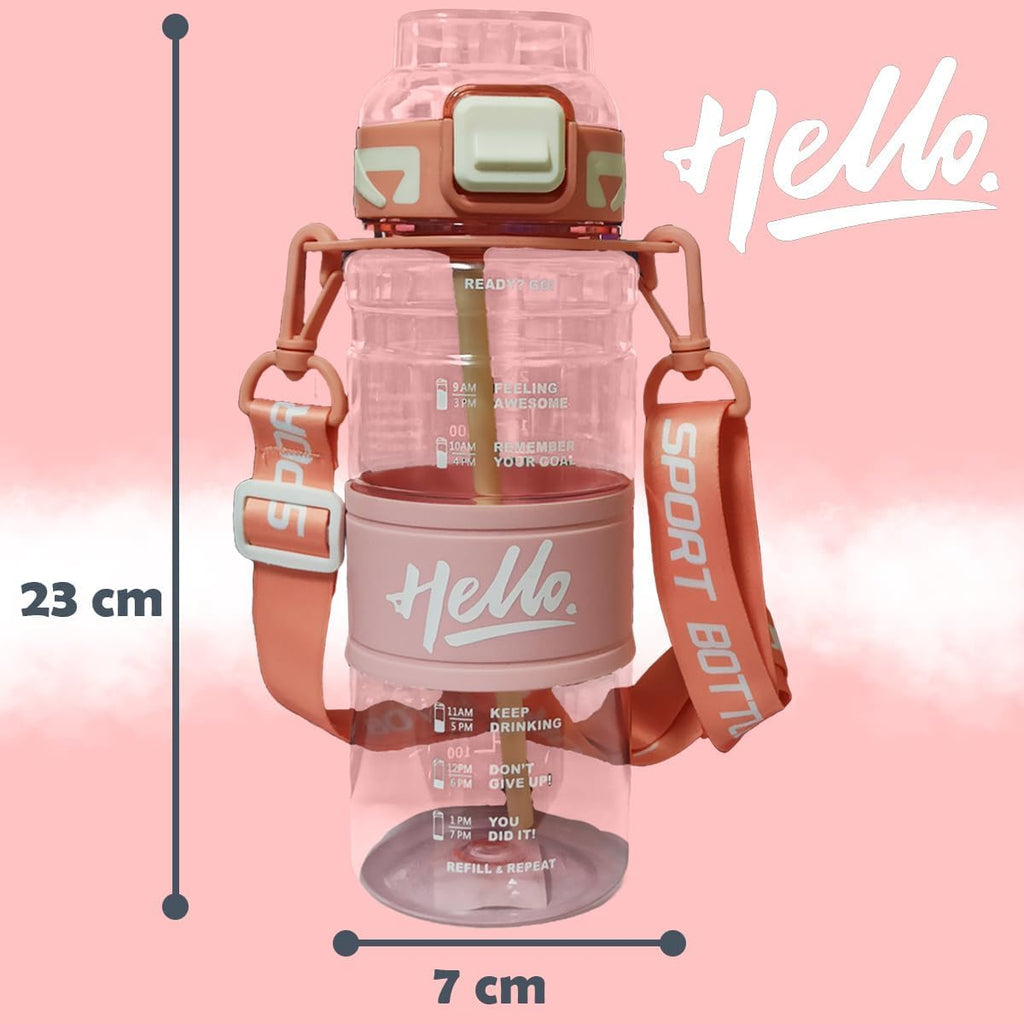 Sports Water Bottle 720ML, Leak-Proof BPA-Free Drinking Bottle with Straw and Carry Strap, Portable Reusable Gym Fitness Water Bottle for Outdoor, Travel and Daily Use (Pink) - image 3