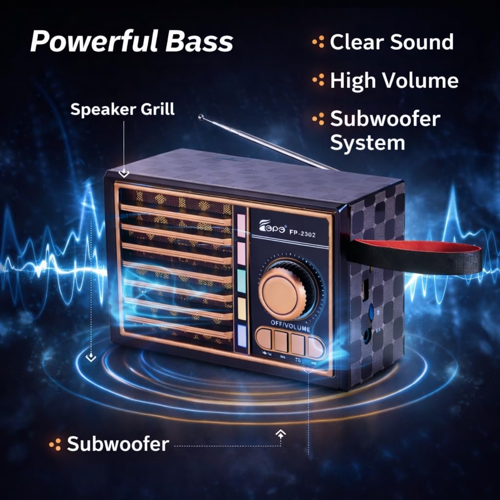Bluetooth Speaker, Portable Wireless Speaker with FM Radio, RGB Light, Hands-Free Calling, High-Sensitivity Antenna, AUX Input and TF Card Support (Black) - image 3