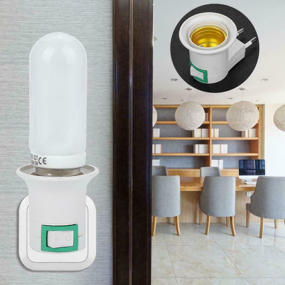 Light Socket To Plug Adapter E27 With Switch 2 Pin Converter Plug Bulb Holder Power Extension Socket Electrical Lamp Holder Socket Adapter Home Office Travel Use (1 Pcs) - image 7