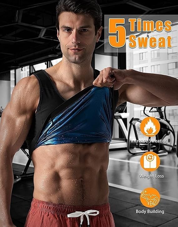 Sauna Sweat Shirt for Men - Slim Body Shaper Weight Loss Gym Sweat Vest Quick Drying Lightweight Workout Training Top 2XL/3XL - image 7