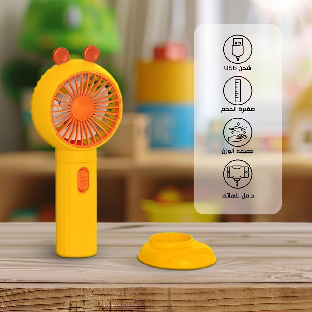 Portable Fan, USB Rechargeable Handheld Mini Desk Fan with Phone Stand, Quiet 0.6W 1-Speed Personal Cooling Fan for Office, Home and Travel, HK59-1B, (Yellow) - image 2