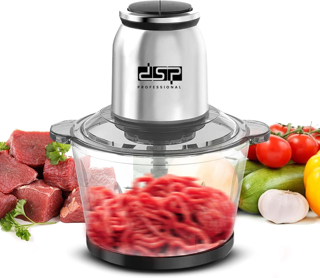 Food Chopper 2L, Electric Meat Grinder with 250W Pure Copper Motor, 2 Speeds, Glass Bowl and Stainless Steel Blades, 28000 RPM for Meat, Vegetables, Onion and Garlic, KM4102 - image 1