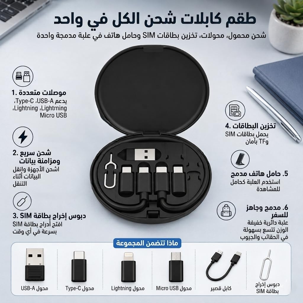Cable Organizer Box with 60 W Fast Charging Multi Cable Kit USB C Micro USB 8 Pin Adapters for Phone Laptop Power Bank Travel - image 3