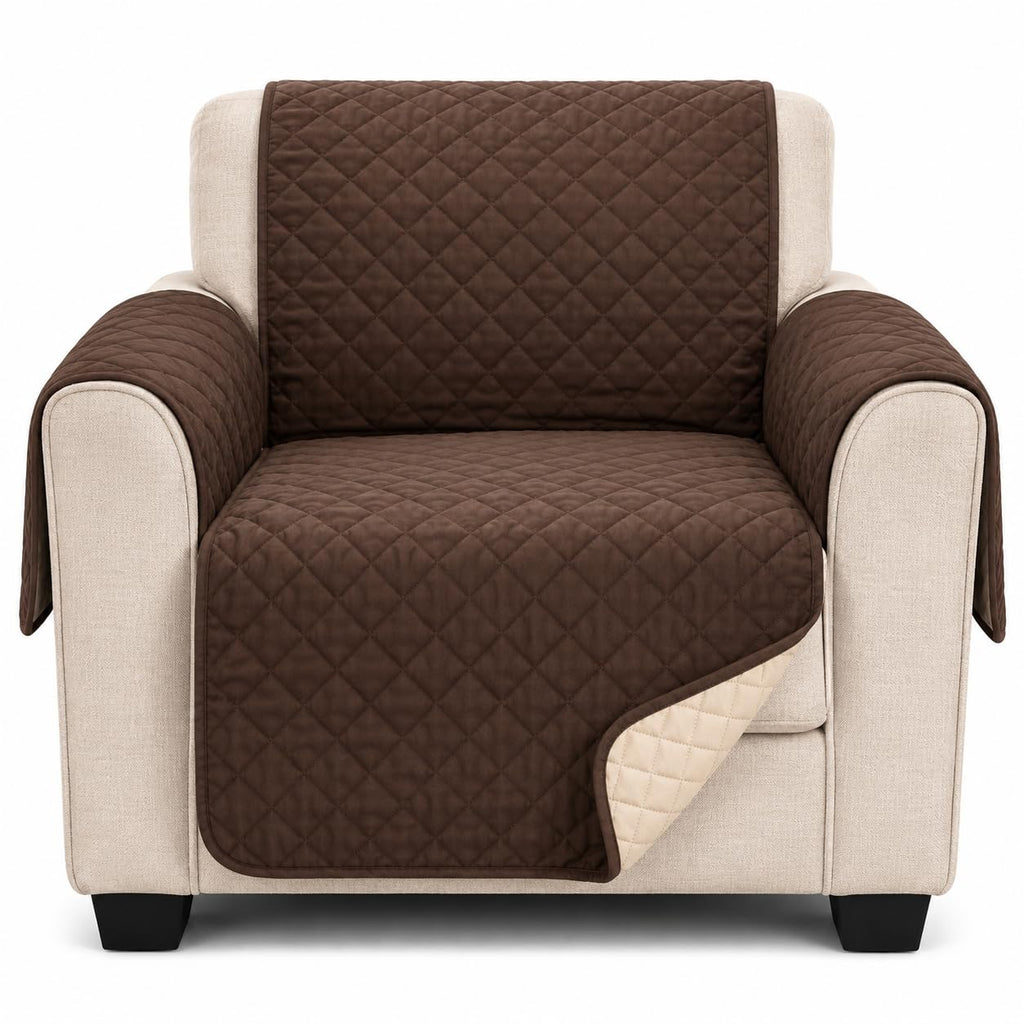 Recliner Chair Cover, Non-Slip Washable Polyester Furniture Protector for Pet Hair, Crumbs and Daily Use, Brown, SB-280 - image 1