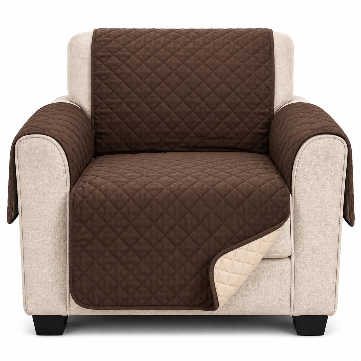 Recliner Chair Cover, Non-Slip Washable Polyester Furniture Protector for Pet Hair, Crumbs and Daily Use, Brown, SB-280 - image 1