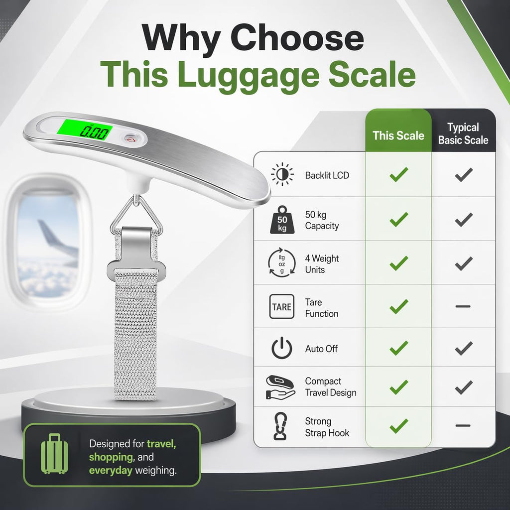 Digital Luggage Scale Portable Hanging Weight Scale 50kg 110lb with LCD Backlit Display and Hook – Electronic Travel Suitcase Scale for Home, Airport and Baggage - image 4