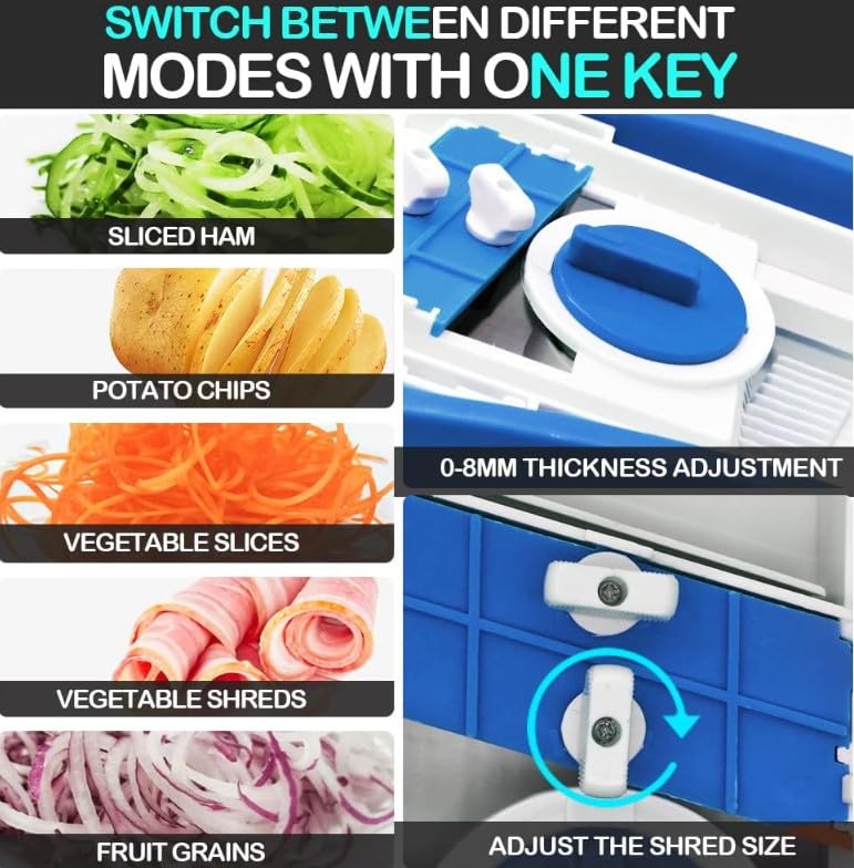 Vertical Chopper, Vegetable Chopper, Multifunctional Food Chopper, Safe Slicer for Kitchen, Vegetable Fruit Meat Cutter with Container, French Fry Cutter, SR-266 (Blue) - image 4