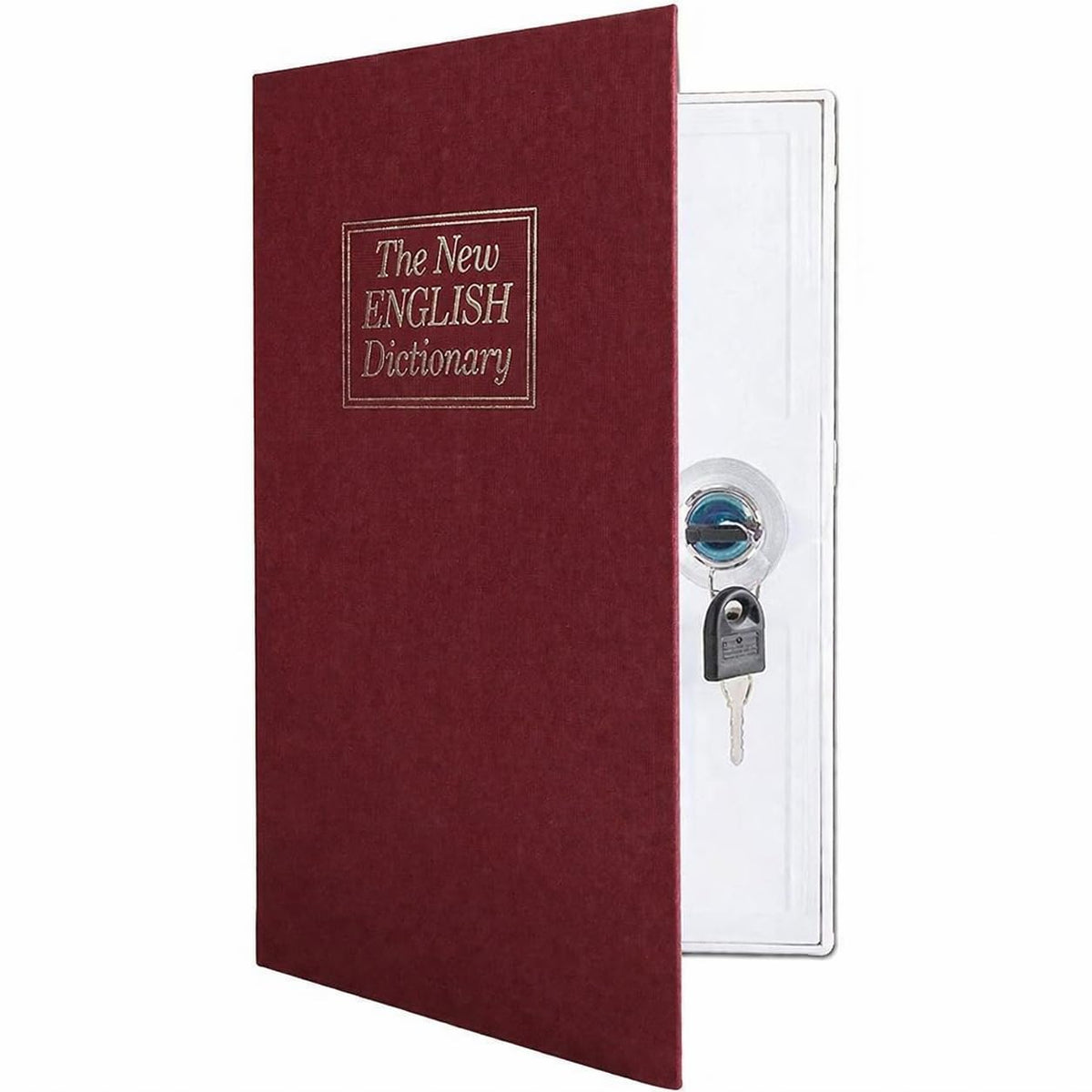 Book Safe with Lock and 2 Keys, Hidden Safe Lock Box, Metal Dictionary Diversion Safe for Cash, Jewelry, Passport and Valuables, 24 x 15.5 x 5.5 cm (Red) - image 1