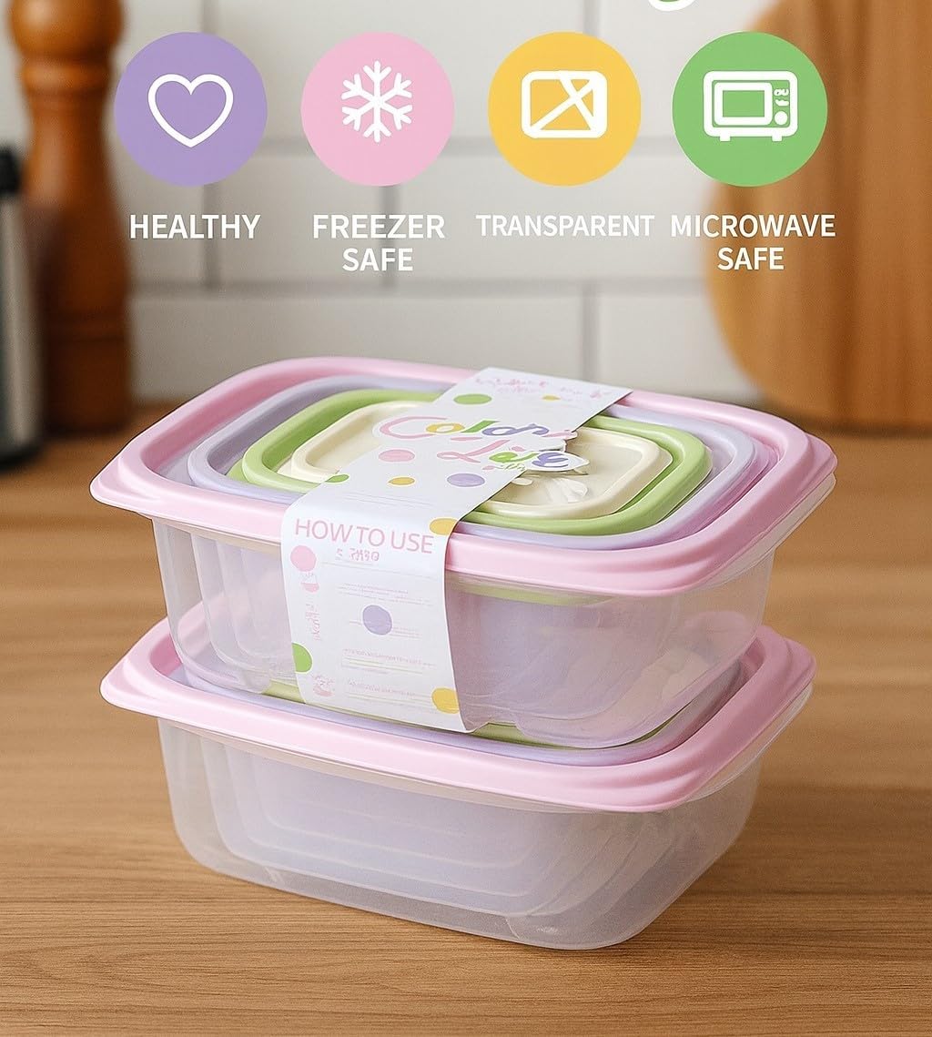 Food Storage Containers Set, 4-Piece Oval Fridge Boxes with Airtight Leak-Resistant Lids, Microwave-Safe for 3 Minutes, Easy-Clean Meal Prep Containers (Pink) - image 2