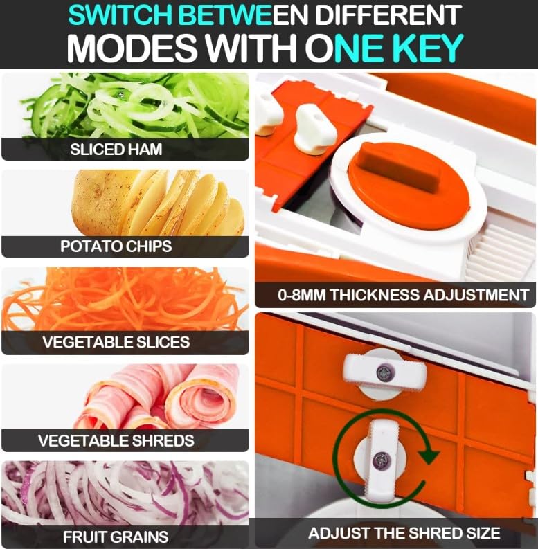 Vertical Chopper, Vegetable Chopper, Multifunctional Food Chopper, Safe Slicer for Kitchen, Vegetable Fruit Meat Cutter with Container, French Fry Cutter, SR-266 (Orange) - image 4