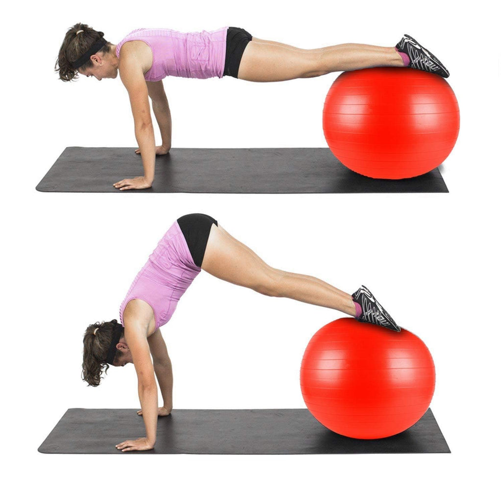 Yoga Ball Exercise Ball – Anti-Burst for Home Gym Pregnancy Pilates, Physical Therapy & Balance Training Stability Ball with Quick Pump – Slip-Resistant Swiss Ball (Red) (65cm) - image 6