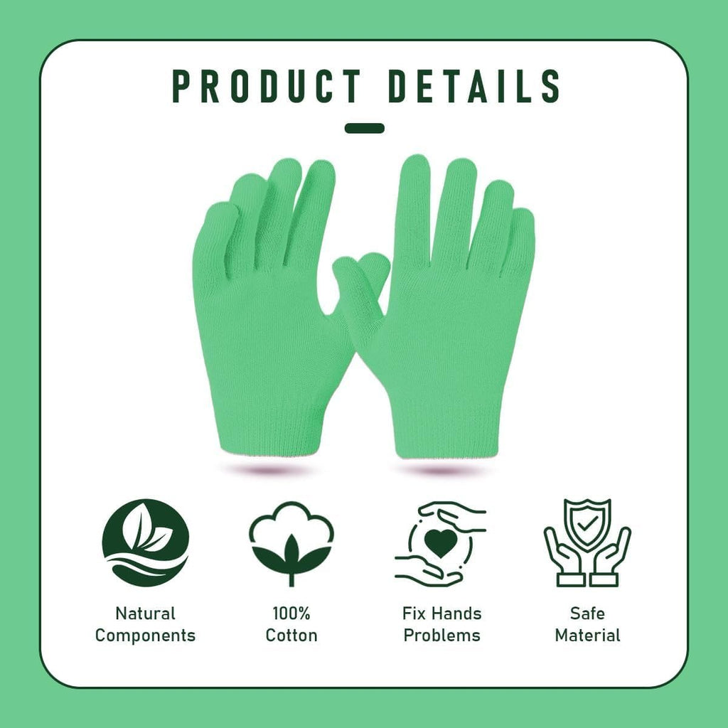 Moisturizing Gloves, Spa Gel Hand Mask for Soft Smooth Hands in 20 Minutes with Jojoba Oil Olive Oil Vitamin E, One Size Fits All (Green) - image 2