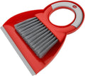 Dustpan and Brush Set, Mini Handheld Broom with Compact ABS Pan for Desk, Keyboard, Car, Sofa, Table and Small-Space Cleaning, Red, C130008 - image 1