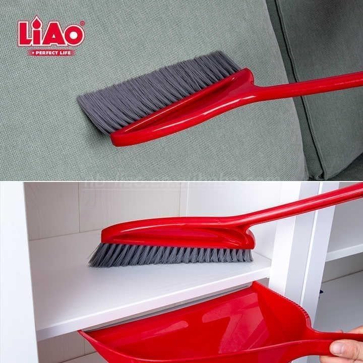 Broom and Dustpan Set, Long-Handle Upright Floor Sweeper with ABS Plastic Pan for Home, Kitchen, Office and Balcony Cleaning (Red, C130016) - image 7