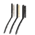 Wire Brush Set 3 Piece Curved Handle Nylon Brass Stainless Steel Bristles Cleaning Kit for Rust Paint Stain Removal Metal Grill Kitchen Workshop Black - image 1