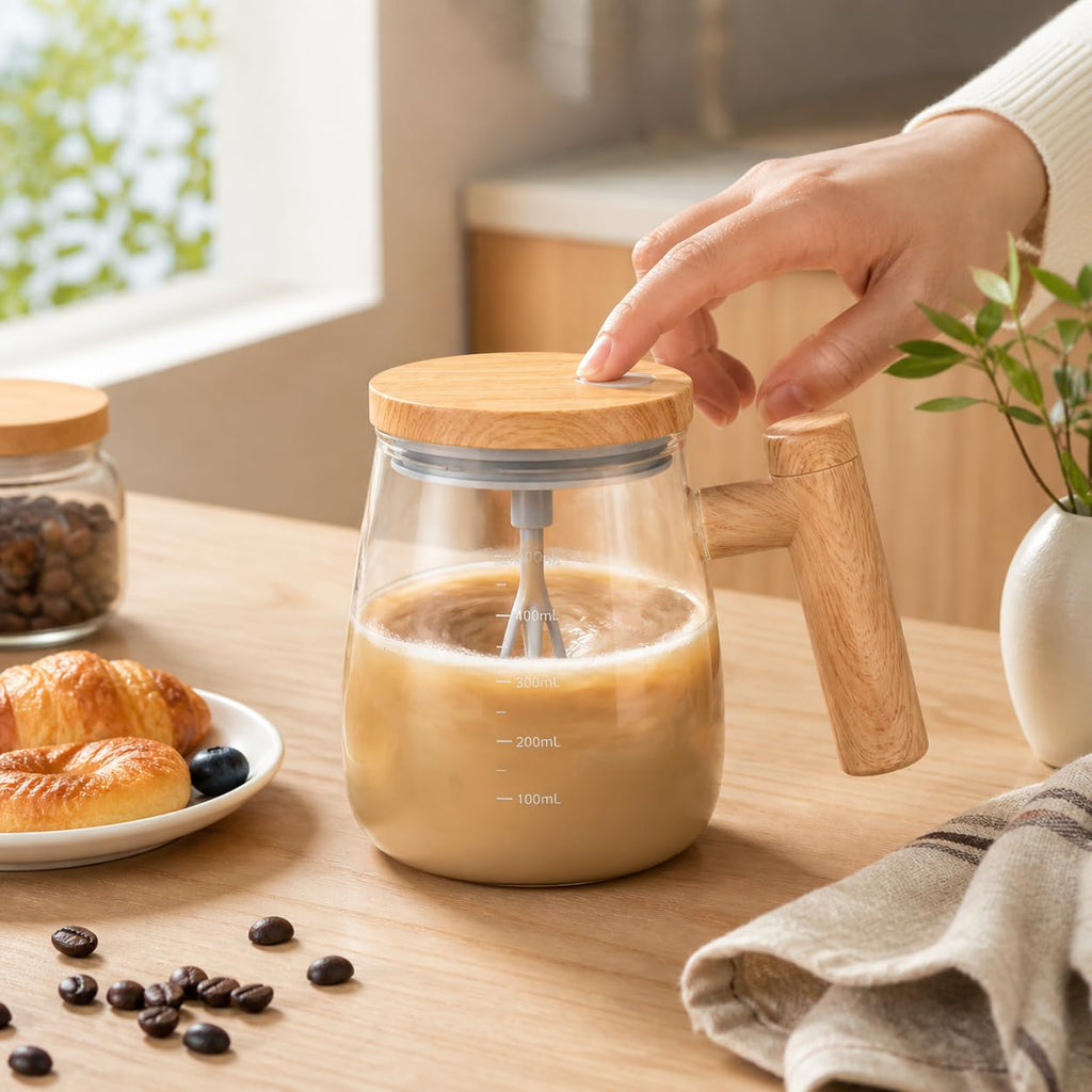 Self Stirring Mug 400ml Automatic Mixing Cup, Electric Coffee Mug with Lid High Borosilicate Glass Portable for Home Office Travel Gym - image 6