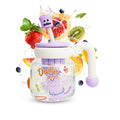 Glass Water Bottle with Straw & Handle 860ml - Strainer Cup, Leak-Proof, BPA-Free, Easy-Grip Lid for Juice, Milk and Tea, Cute Cup Ideal for Outdoor & Indoor, GG-2533 (Creamy, Purple) - image 1