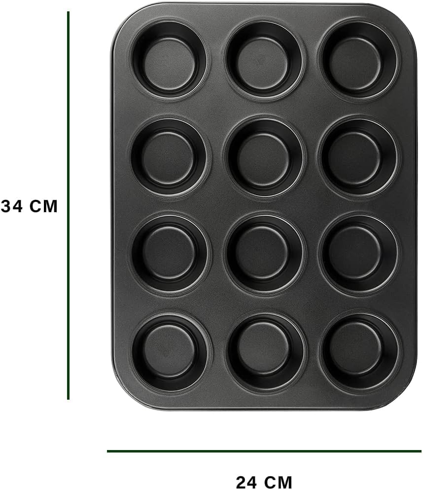 Muffin Pan 12 Cup, Nonstick Cupcake Baking Tray with Round Wells, Reusable Dishwasher-Safe Bakeware for Muffins, Mini Cakes, Cheesecakes and Kitchen Baking - image 3