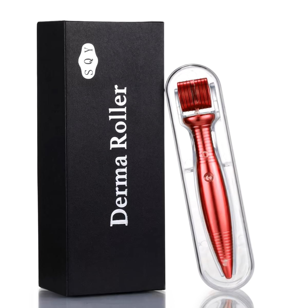 Derma Roller 0.5mm with 540 Titanium Microneedles, Cosmetic Micro-Needling Roller for Face, Beard Area, Hairline and Scalp Skincare, Men and Women, Red - image 1