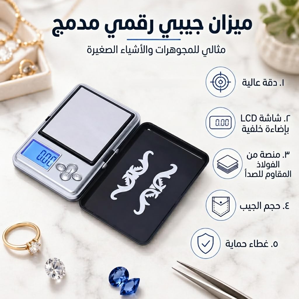 Digital Pocket Scale 200g x 0.01g, Mini Precision Jewelry Gram Scale with LED Display and Protective Cover for Gold, Silver, Diamonds, Coins and Small Items, Black and Silver - image 3