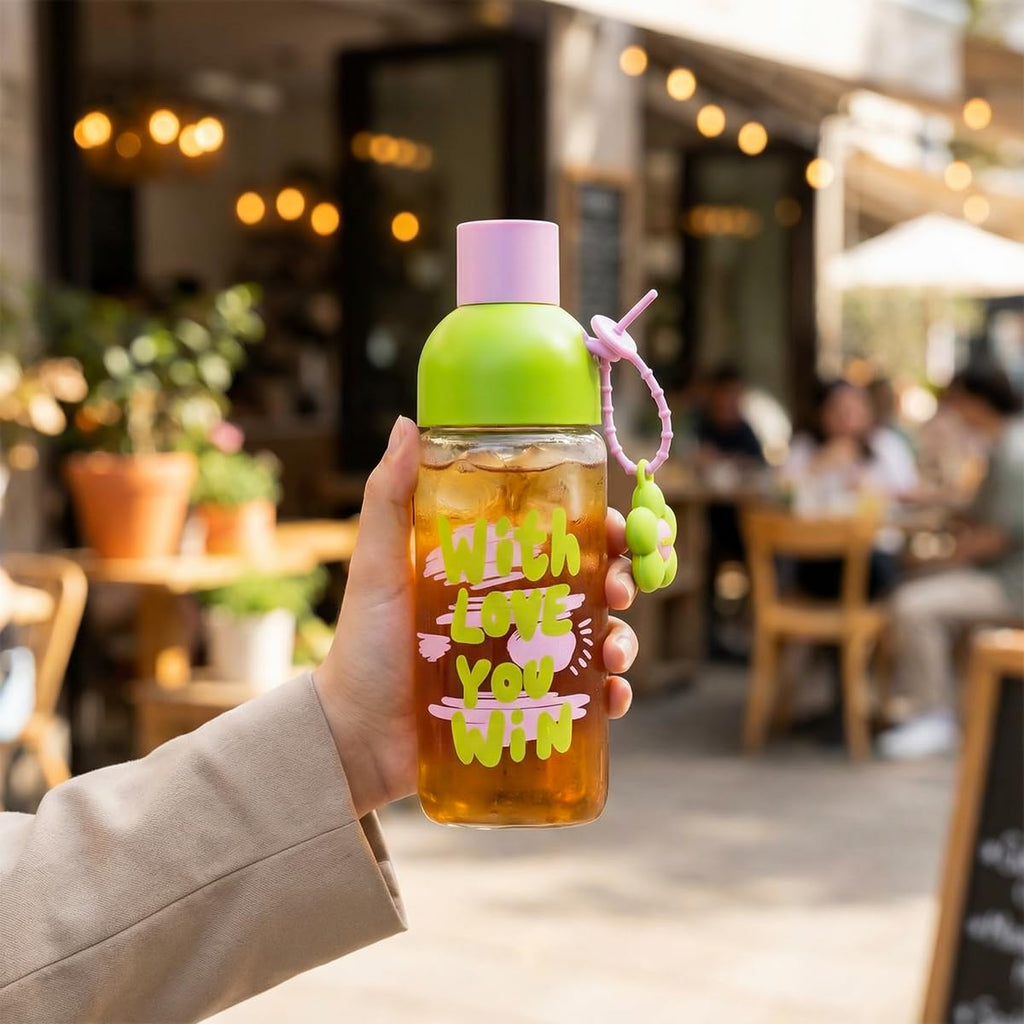Glass Water Bottle 450ml with Tea Infuser, Leakproof BPA-Free Herbal Drink Cup with Strainer, Portable Reusable Bottle for Office, Travel and Daily Use, GG-2538, Green - image 7
