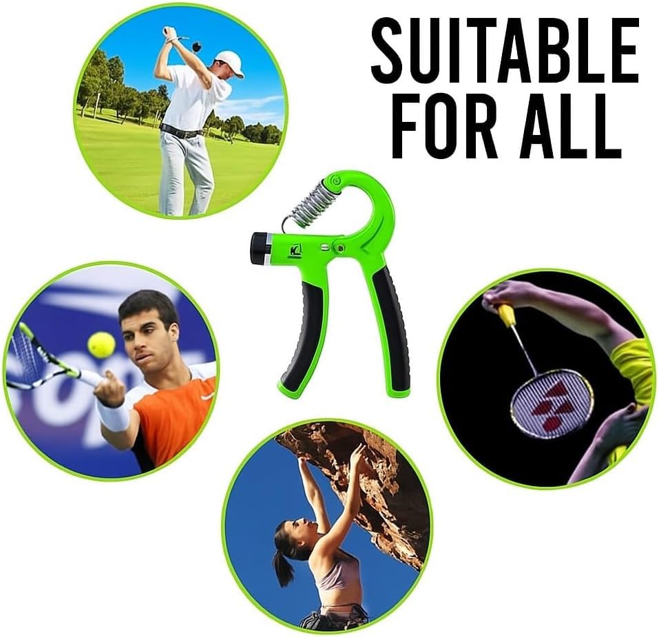 Hand Grip Strengthener Set 5 Pcs Adjustable Resistance Hand Exerciser, Finger Wrist Forearm Trainer Grip Strength Tool for Home Gym Office, (Green) - image 3