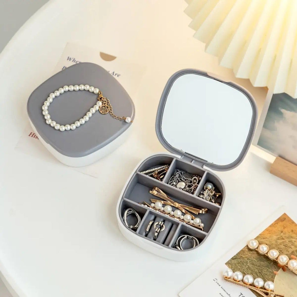 Jewelry Storage Box with Mirror, Portable Jewelry Organizer, Dustproof, Travel Case Ideal for Ring, Pendant, Earring Necklace and Bracelet, Easy to storage LD-988 (White) - image 4
