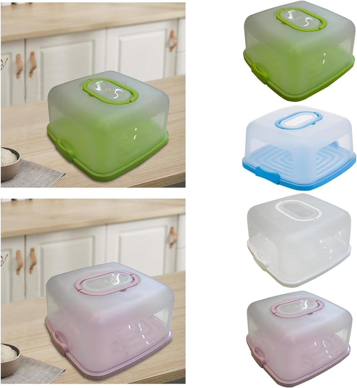 Cake Carrier Box with Lid and Handle, Reusable Square Cake Storage Container for Cakes Cupcakes and Pastries, Parties Picnics Birthdays and Events (Green) - image 6