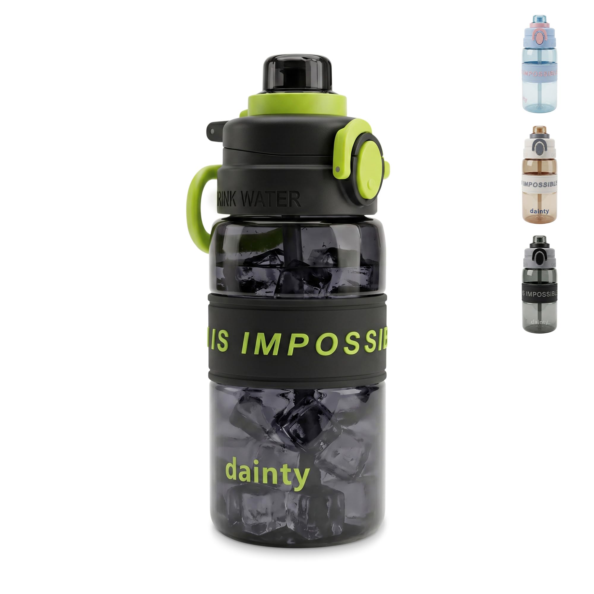 Water Bottle 500ml with Straw, BPA-Free Lightweight Plastic Sports Bottle with Leak-Resistant Lid for School, Gym, Fitness, Outdoor and Travel Use, FL-1315, Black - image 1