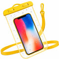 Waterproof Phone Pouch, Clear Touch-Screen Mobile Dry Bag with Short Lanyard for Swimming, Beach, Pool, Shower, Travel and Underwater Photography, G-34, Yellow - image 1