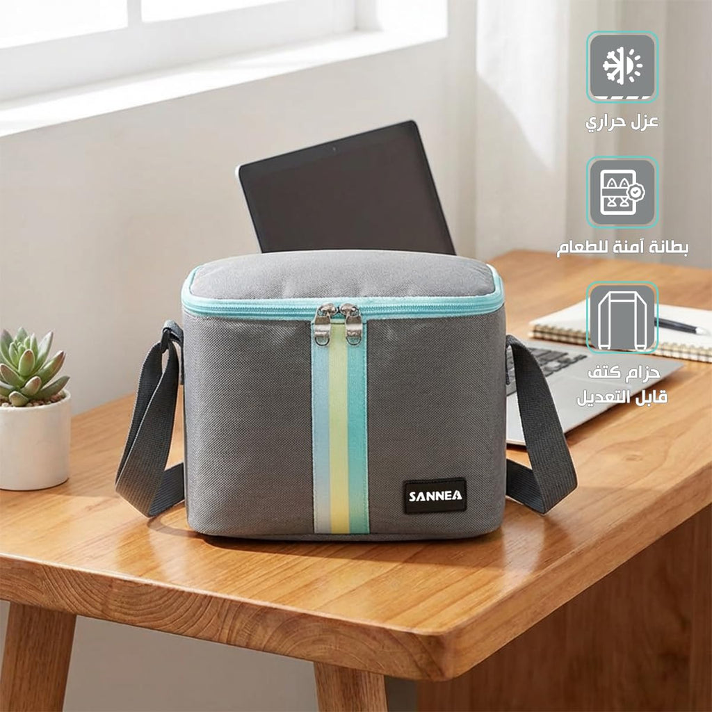 Lunch Bag 6 L, Thermal Cooler Tote, Waterproof Leakproof Lunch Box Carrier for Hot and Cold Food, Work School Picnic Travel, BB-528 (Grey) - image 2