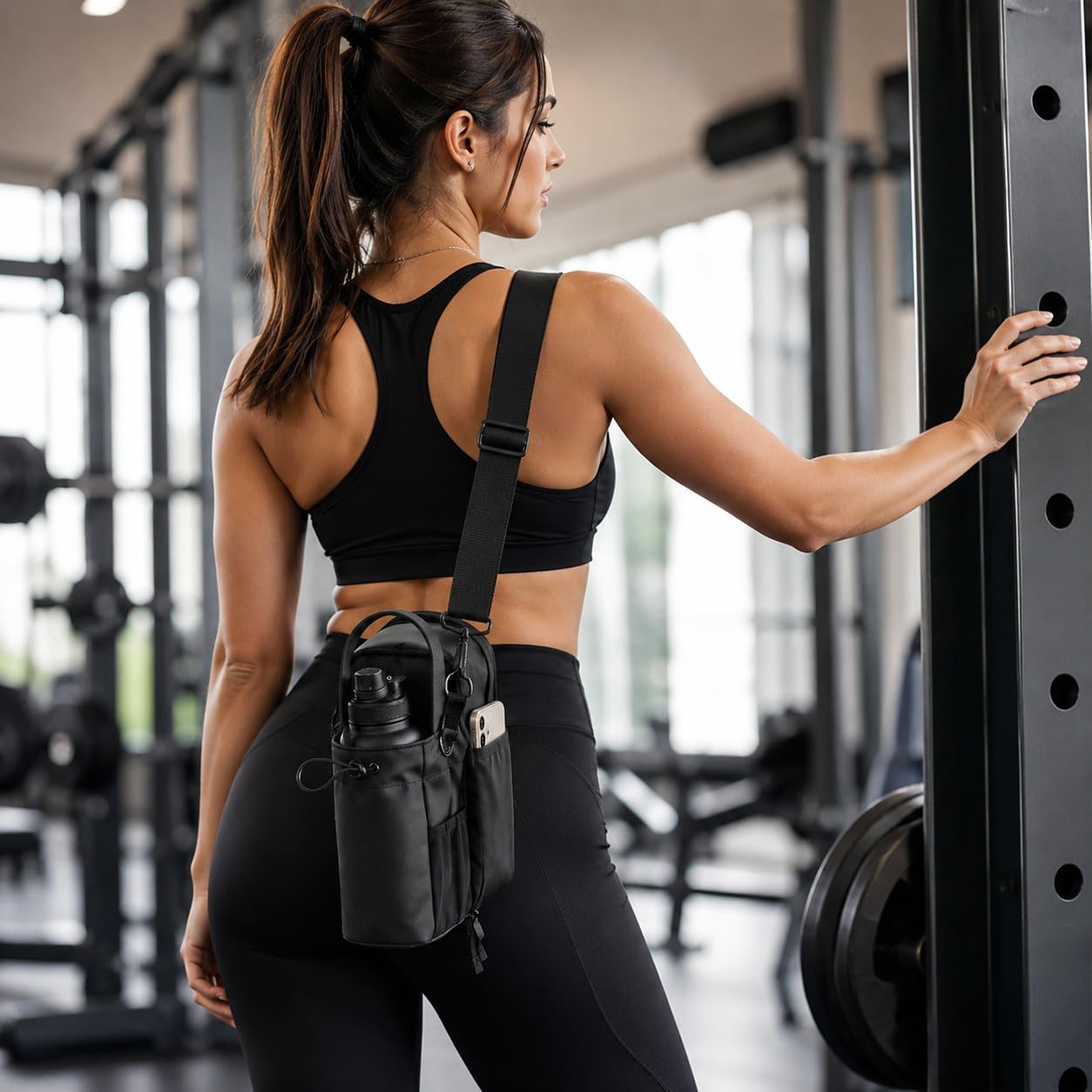Magnetic Water Bottle Bag for Gym, Heavy-Duty Bottle Holder with Shoulder Strap, Phone and Keys Pockets, Magnetic Gym Bag for Men and Women, BB-607 - image 7