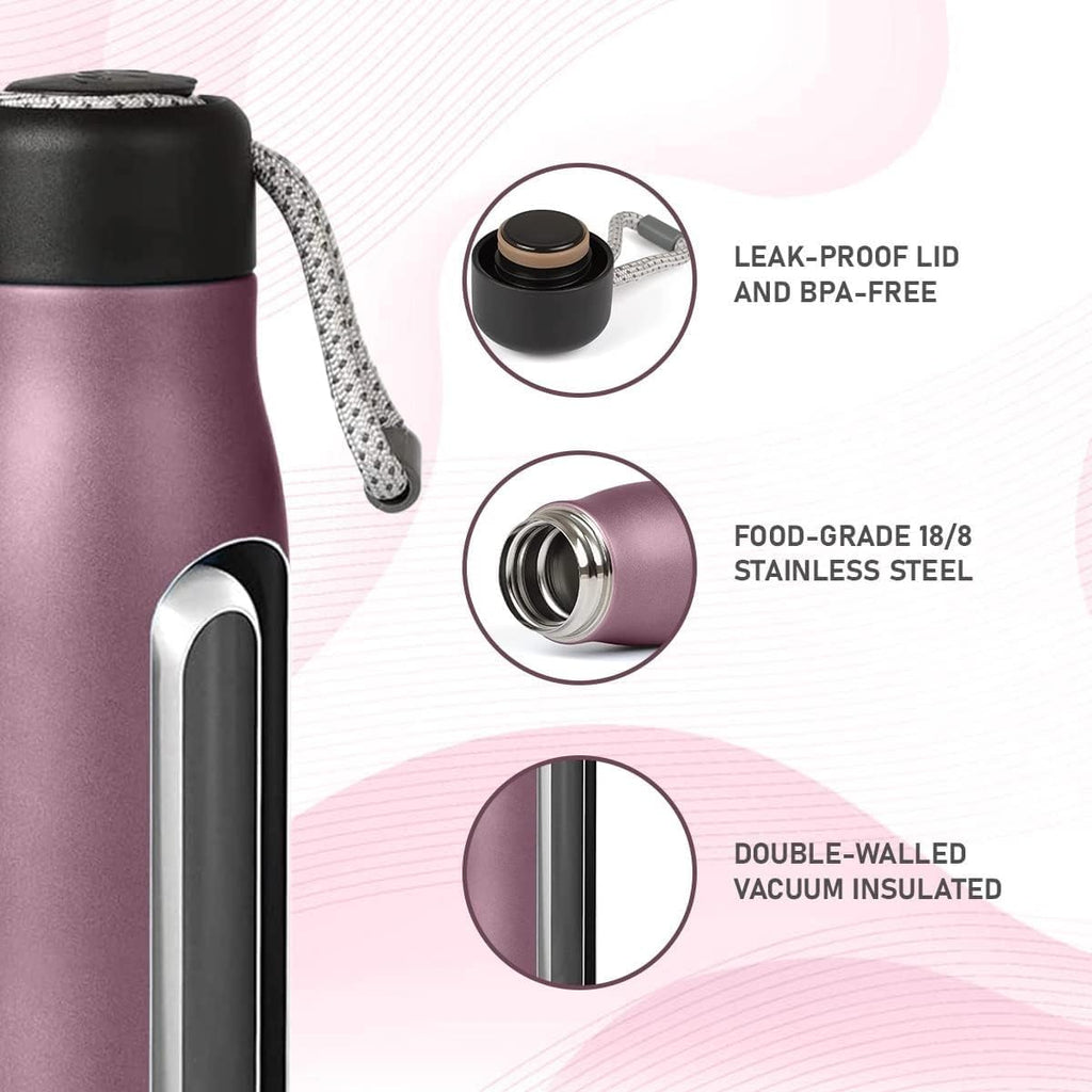 Water Bottle 500ml, Vacuum Insulated Stainless Steel Flask with Leakproof Lid, BPA-Free Double Wall Bottle for Hot and Cold Drinks, Gym, Travel, Office and Daily Use (Pink) - image 4