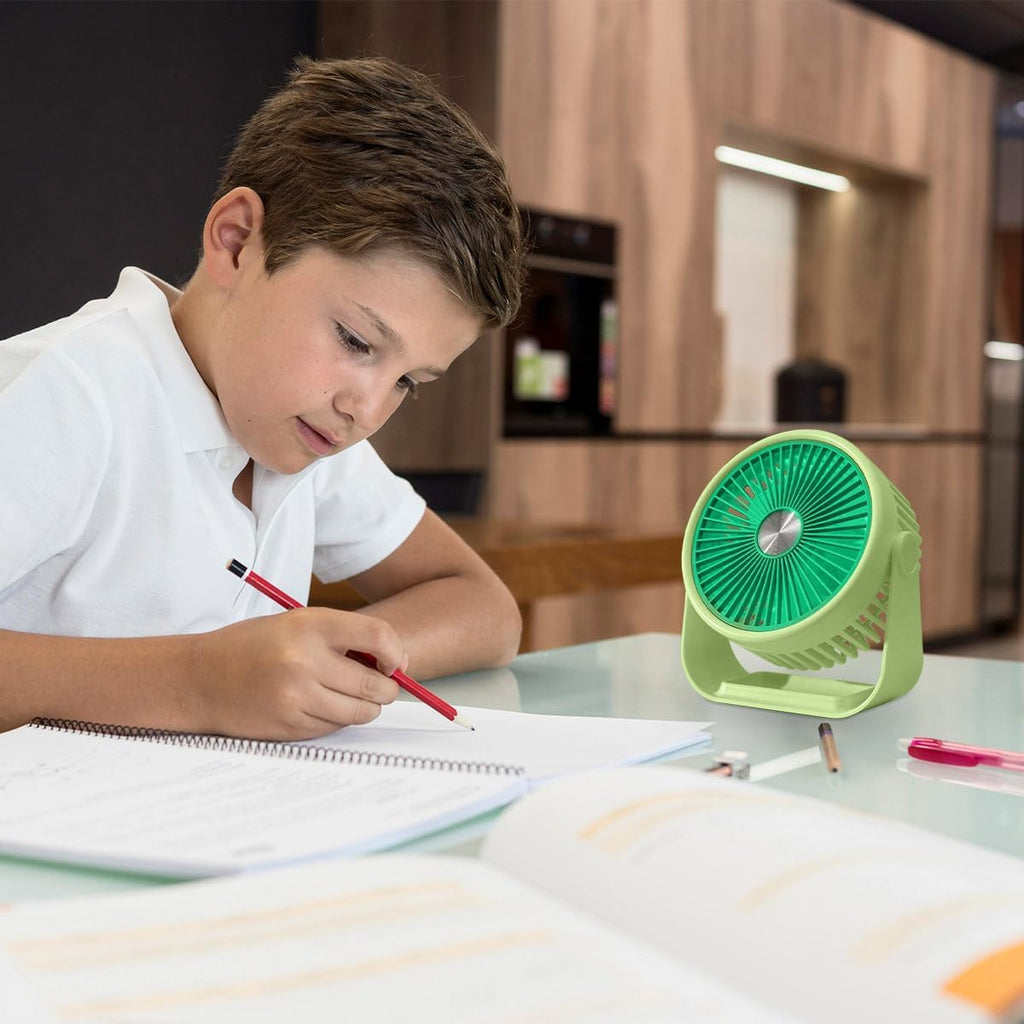 Fan Portable USB Mini Handheld Desktop 3 Speed 5W with Stand Quiet Cooling for Home Office Travel Gym Green - image 7