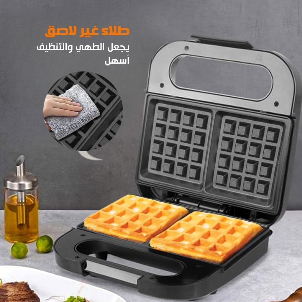 Waffle Maker 800W, Electric Waffle Machine with Nonstick Plates, Double-Sided Heating, LED Indicator and Compact Vertical Storage, Easy-Clean Breakfast Appliance, 2023-9 - image 4