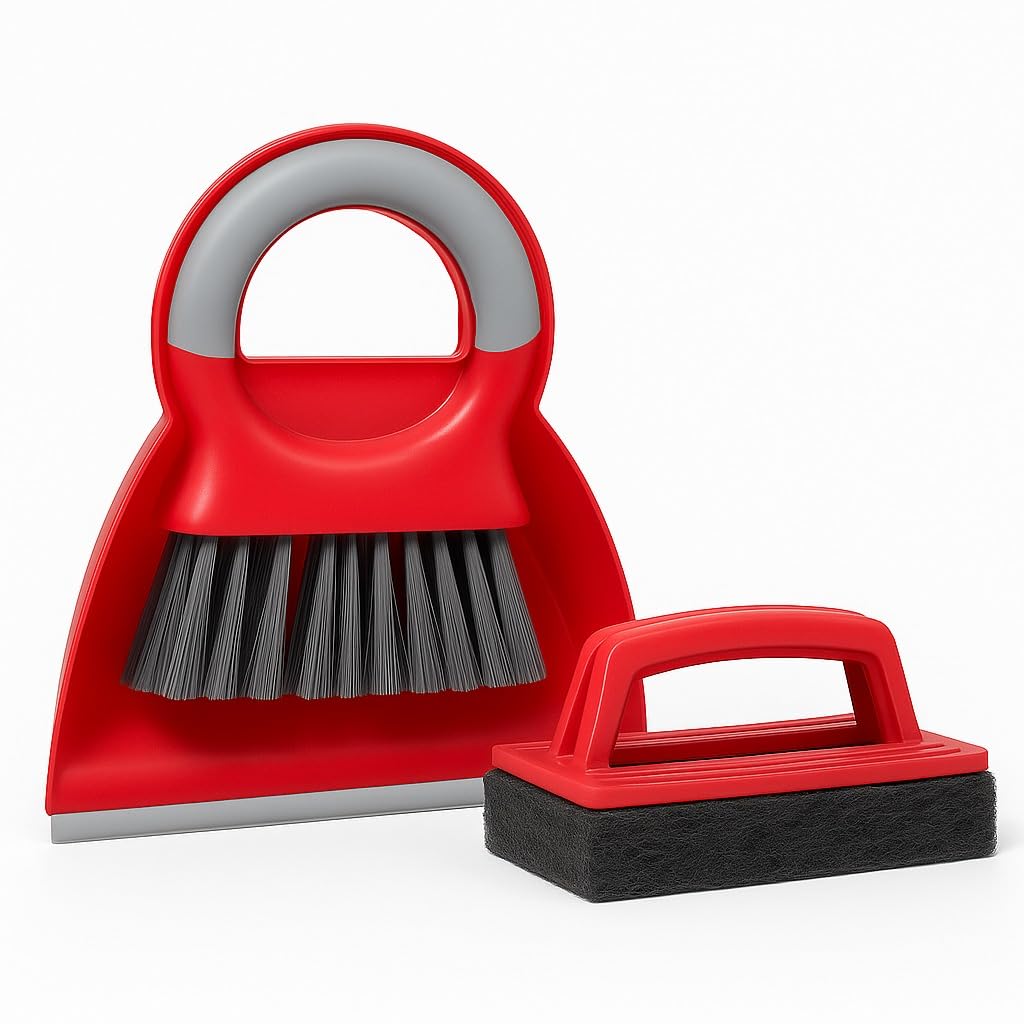 Broom And Dustpan Set, Handheld Brush, Compact Sweeping Kit for Kitchen Floor, Bathroom, Tiles And Corners, Easy Storage - image 1
