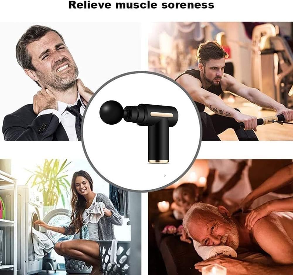 Massage Gun Mini Portable Handheld Percussion Device with 4 Heads, LCD Display and 6 Speed Levels, Cordless Muscle Massager for Neck Back Legs, Silver - image 8