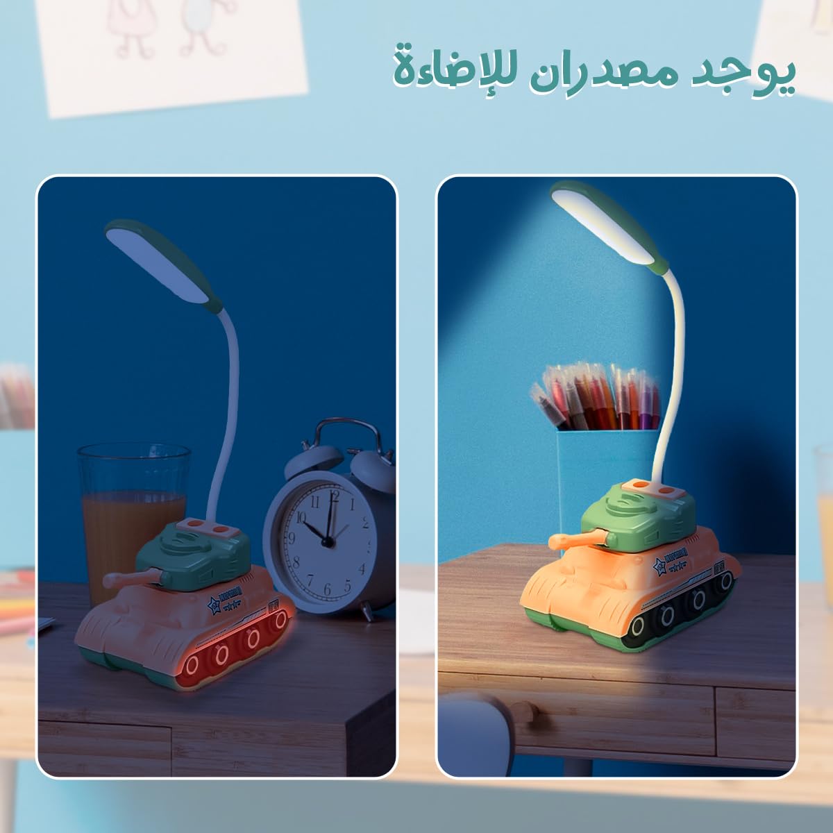 LED Desk Lamp with Phone Holder, USB Powered Study and Reading Table Light with Night Light and Wide-Area Illumination for Home Office, Bedroom and Students, YC-9900A/B/C (Orange) - image 3