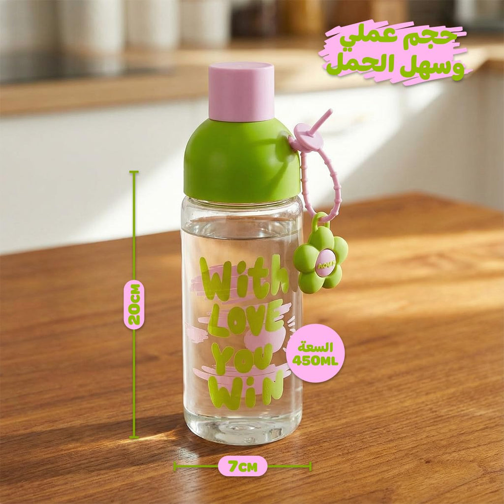 Glass Water Bottle 450ml with Tea Infuser, Leakproof BPA-Free Herbal Drink Cup with Strainer, Portable Reusable Bottle for Office, Travel and Daily Use, GG-2538, Green - image 5