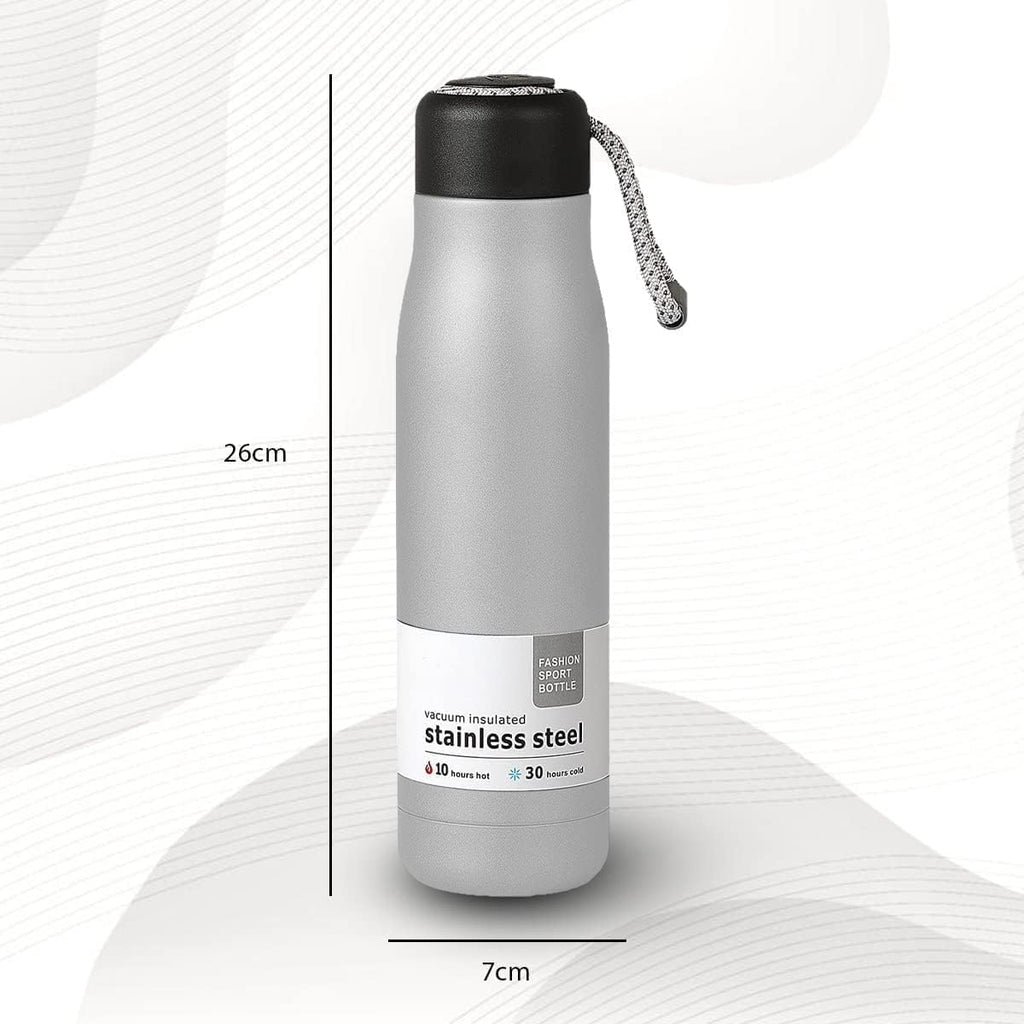 Water Bottle 500ml Stainless Steel Vacuum Insulated Flask, Double-Wall Leak-Proof BPA-Free Reusable for Hot Cold Drinks Sports Travel, Brushed Silver - image 5