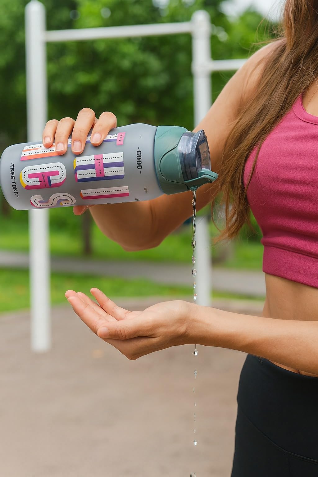 Water Bottle, BPA-Free Reusable Sports Drinking Bottle with Leak-Resistant Lid, Lightweight Portable Flask for Gym, Fitness, School, Work, Travel and Outdoor Activities (Grey) - image 3