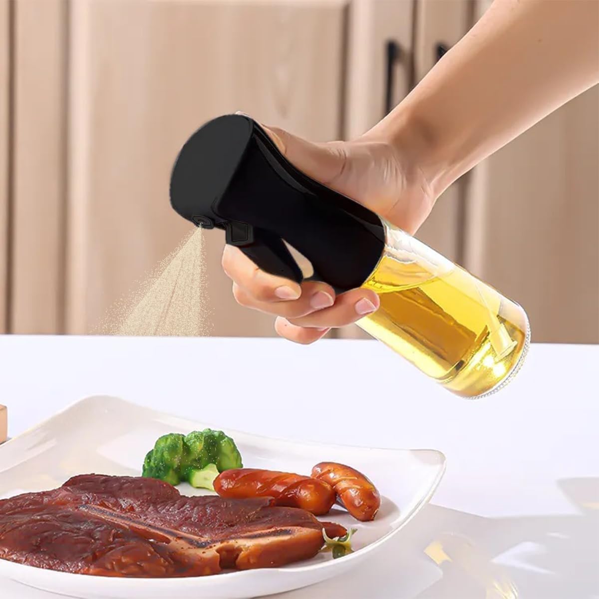 Oil Sprayer Bottle 220ml Olive Oil Dispenser for Cooking Baking BBQ Salad Air Fryer Grilling – Wide Mouth Refillable Controlled Spray Mister for Healthy Kitchen Use (White) - image 6