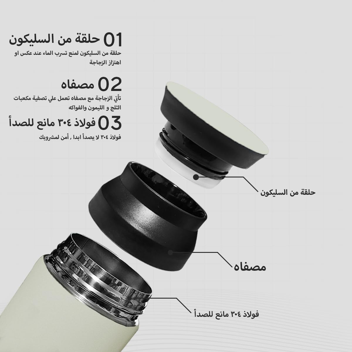 Water Bottle 500ml, Vacuum Insulated SUS304 Stainless Steel Flask with Leak-Proof BPA-Free Lid, Double-Wall Wide-Mouth Sports Bottle for Hot and Cold Drinks, Gym, Office and Travel - image 4