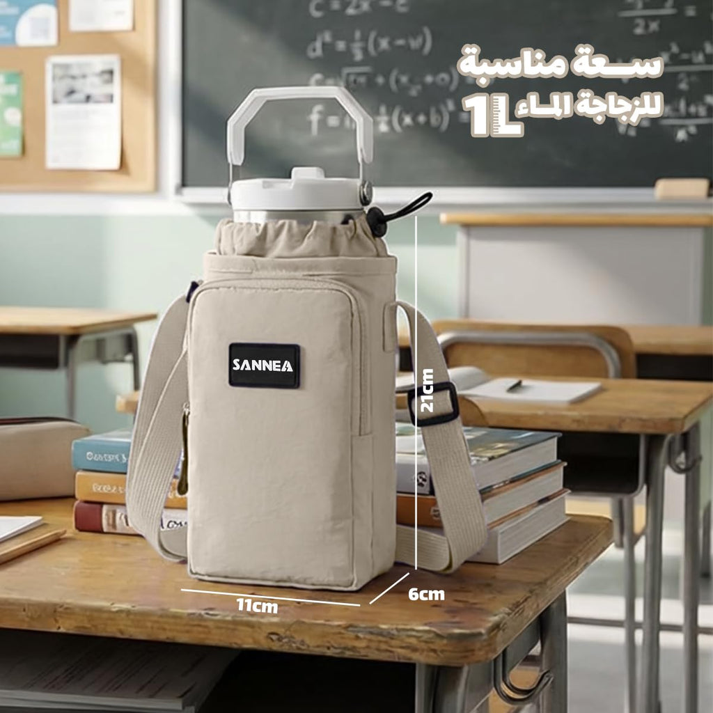 Insulated Lunch Bag 1L Thermal Tote, Waterproof Leakproof Small Cooler for Work School Travel Picnic Hot Cold Meals BB-533 (Beige) - image 3